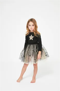 2020 HP Nuevo Otoño Invierno Vestido de los Niños para las Niñas Lindas Estrellas de Encaje de Manga Larga Tutú de la Princesa Vestidos de Bebé Niño de la Moda de Vestir