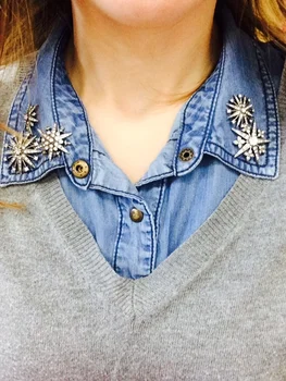 Kissme 5pcs/set Geométrica de Copo de nieve de la Estrella de Cristal de Broches Para las Mujeres Encantador Marca Collar de Pines de Nuevo de Moda Accesorios de la Joyería
