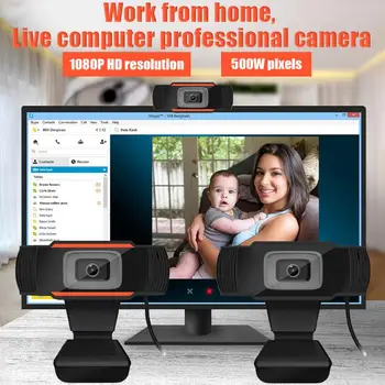 1080P Full HD Webcam USB de la Cámara Giratoria de Grabación de Vídeo de Escritorio de la Cámara Web con Micrófono Para PC