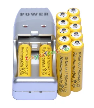 12x AAA 3A Color Amarillo 1.2 V Ni-MH 1800mAh Batería Recargable + Cargador USB