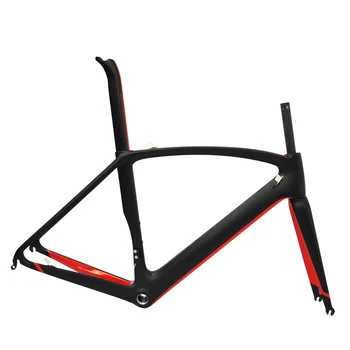 DENGFU de Carbono Bicicleta de Carretera con cuadro Horquilla Tija de sillín Di2 Negro Mate de color Rojo Brillante de Carreras de BSA BB30 ciclo