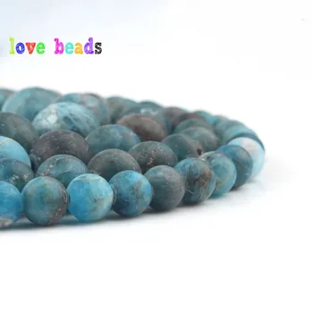 AA+ Natural de color Azul Apatita Cuentas de Piedra Opaca polaco Mate Joyas de Piedra de la Ronda de Bolas para la Fabricación de la joyería de BRICOLAJE Pulsera Collar De 15
