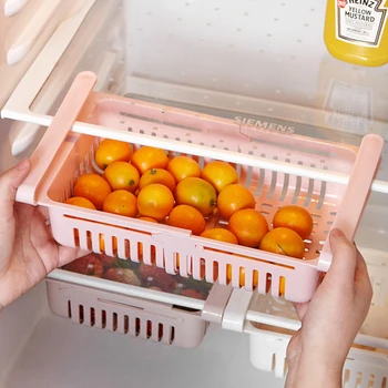 1PCS Conveniente Ajustable Refrigerador de la Comida de la Fruta de la Organización de ahorro de Espacio en el Cajón Organizador de la Clasificación de la Cesta De Herramientas de la Cocina