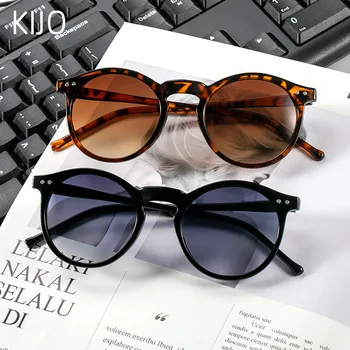 KIJO redondo unisex gafas de sol de la marca del diseñador de gafas de océano lente de compras de la mujer de las gafas de sol
