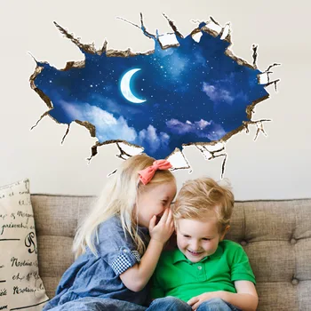 3d de creative cielo clounds luna etiqueta engomada de la pared de la habitación de los niños de vinilo de PVC de arte fondos de pantalla de vinilos de la moda de la decoración del hogar
