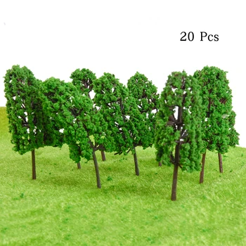 20Pcs/Lot 1/100 Escala Mini Miniatura de Plástico Modelo de Árboles de Tren de Ferrocarril Escenario de la Casa de Aula Parque Diseño de la Escena del Juguete