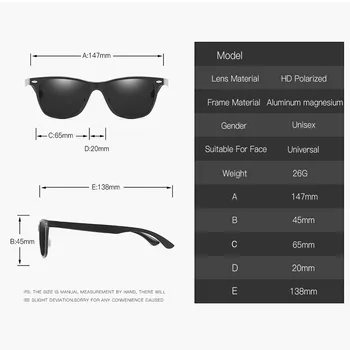 2020 Hombres Gafas de sol Polarizadas de Aluminio Magnesio Marco Cuadrado de Conducción Coloridas Gafas de Sol Para Mujer Con UV400