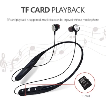 733TF Inalámbrico Bluetooth Auricular Auricular para actividades de Apoyo TF Tarjeta de Descarga de Música Impermeable de Bluetooth 5.0 banda para el cuello Auriculares Con Micrófono