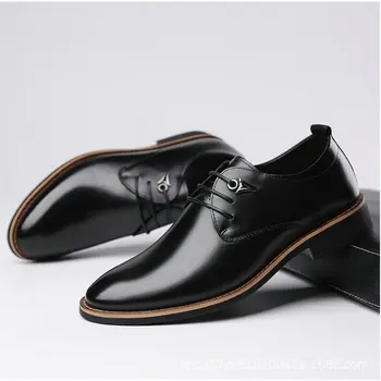 Nuevo Negro Marrón de los Hombres de la Moda Casual Señalado Arriba de Negocios Formales Varón Vestido de Novia Pisos de Oxford, los Hombres de Cuero Zapatos de yuj7