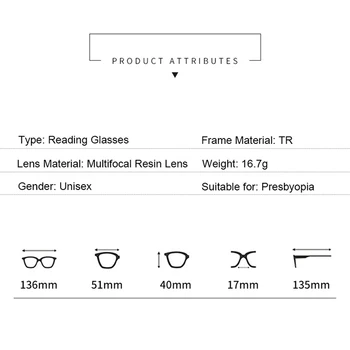 Ahora Multifocal Progresiva de la Lectura de la Presbicia Lentes para Hombres, Mujeres Ultraligero TR90 Anti Luz Azul de los Rayos Equipo de Gafas de