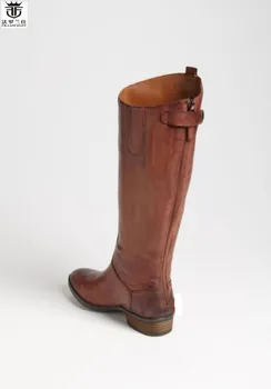 2019 FR.LANCELOT de la venta caliente de la marca chelsea botas de cuero genuino de los hombres de invierno botas de lujo de diseño de la postal de la altura de la rodilla zapatos de los hombres plana