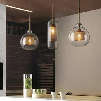 Japón hanglamp industrial de vidrio de la lámpara de la bola dormitorio LED colgante luces de la sala de estar de la luminaria colgante lámparas de techo