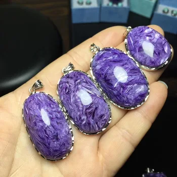 1pc Natural Charoite Colgante de Collar Natural Púrpura Gemas de Cristal de Piedra de Forma Oval Colgante