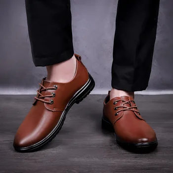 2019 Nuevo Caliente Zapatos de Cuero de los Hombres Pisos de la Moda de los Hombres Zapatos Casuales para Hombre de la Marca Cómodo Suave Encaje Negro de Cuero Zapatos Casual
