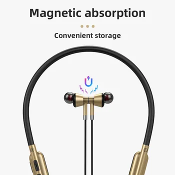 Magnético Inalámbrico Bluetooth 5.0 Auriculares Impermeables Auriculares Estéreo con banda para el cuello de los Juegos Deportivos Auriculares Auriculares Apoyo TF Tarjeta de