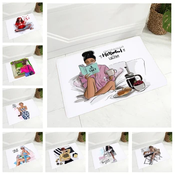 De dibujos animados de Vogue Chica Sexy alfombra para la Habitación de los Niños Pasillo Antideslizante Decoración Super Mama Felpudo de Franela Alfombra Alfombra 40x60cm