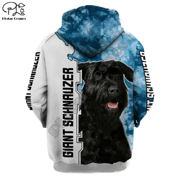 Nuevo Mens Unisex divertido schnauzer Gigante en 3d perros de impresión con cremallera sudadera con capucha manga larga Sudaderas chaqueta de otoño chaqueta de chándal G22