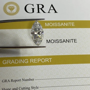 Laboratorio Crecido Moissanite GRA Certificado de Corte Marquesa de 1 Quilate VVS Super Blanco Anillo de Diamantes