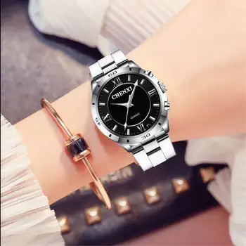 CHENXI las Mujeres de la Moda de Plata Banda de Acero Inoxidable Reloj de Pulsera de Cristal de Mujeres reloj de Pulsera Impermeable del Reloj de las Señoras de Relogio Feminino