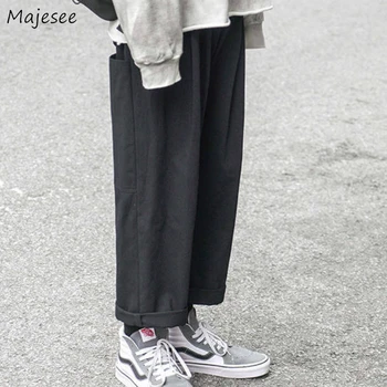 Casual Pantalones de los Hombres Bolsillos Sueltos Plus Tamaño 3XL Harajuku Sólido Simple Hombre Ulzzang Todos-partido Chic de Moda de Estilo coreano Ocio