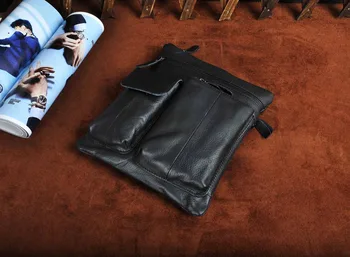 Nueva Moda de la Original de Cuero Multifunción Masculina Casual bolsa de mensajero del Bolso de Viaje De 9