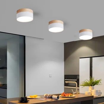 Moderno LED Luces de Techo de 12W de iluminación de interiores para la sala de estar dormitorio cocina de lámparas de Techo de Madera Nórdica Macaron Accesorios de la Lámpara de