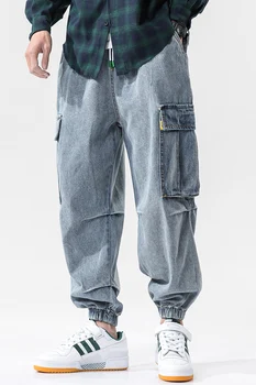 IiDossan Hip Hop Oversize, pantalones Vaqueros de los Hombres Pantalones de 2020 Japonés Calle Harajuku Corredores de pantalones Vaqueros de los Hombres Bolsillos Holgados de Alta Calidad del Dril de algodón