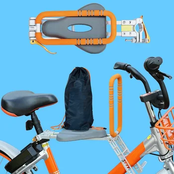 Bicicleta de niño Seguridad Asiento Portátil Ultraligero Plegable Delante de los Niños portabicicletas con Pasamanos para Sillín de Bicicleta de Montaña