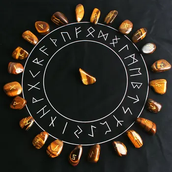 25Pcs Natural Chakra de Cristal de la Fortuna Adivinación Runa Piedras de Ojo de Tigre Ágata Bulto Manual de Escultura de Sanación Reiki Decoración