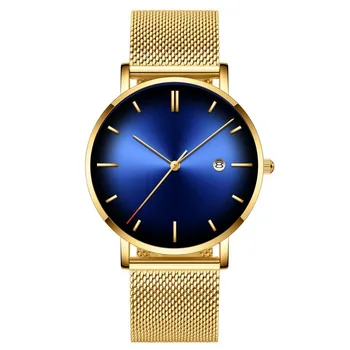 Nuevo Colorido Reloj De Pulsera de los Hombres Casual Relojes de Moda Gradiente Calendario de Negocios de Malla Correa Dial Grande Varón Vestido de reloj de Pulsera