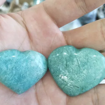 2pcs natural de Amazonita de piedra corazón de cristal de sanación y meditación de la piedra primas minerales de piedra de pulido de la colección