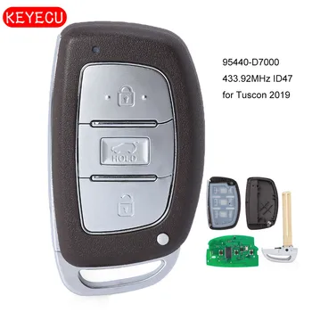 KEYECU FSK 433,92 MHz ID47 Inteligente Remoto de la Llave del Coche Llavero con mando a distancia de 3 botones para Hyundai Tucson 2019 P/N: 95440-D7000